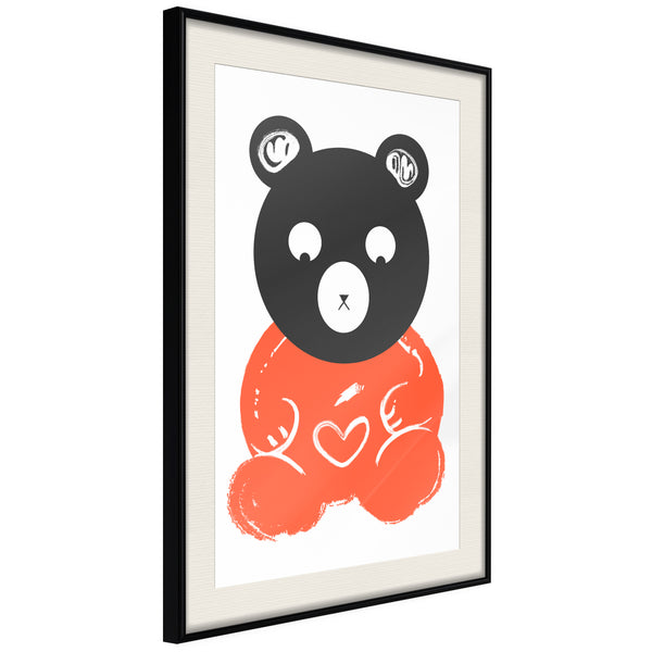 Poster - Teddy Bear in Love  - zwart passepartout