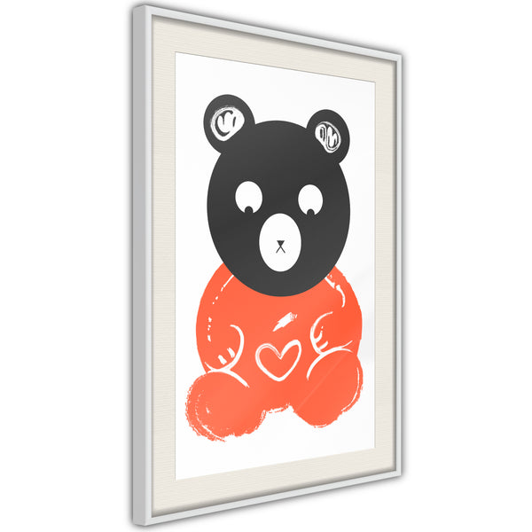 Poster - Teddy Bear in Love  - wit passepartout
