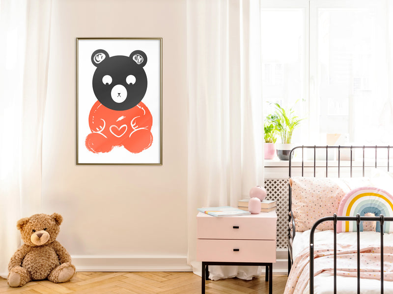 Poster - Teddy Bear in Love  - goud