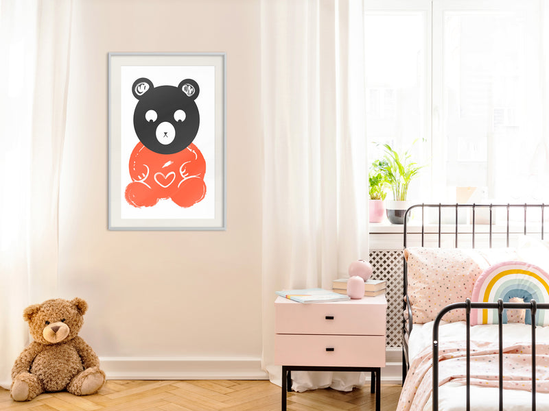 Poster - Teddy Bear in Love  - wit passepartout