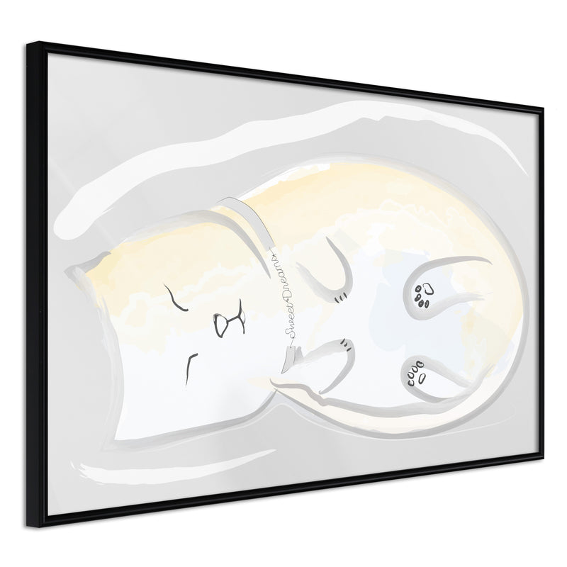 Poster - Happy Kitty  - zwart