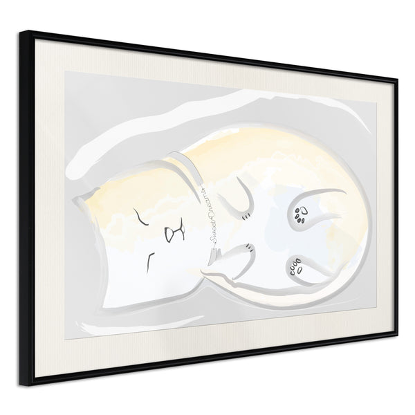 Poster - Happy Kitty  - zwart passepartout
