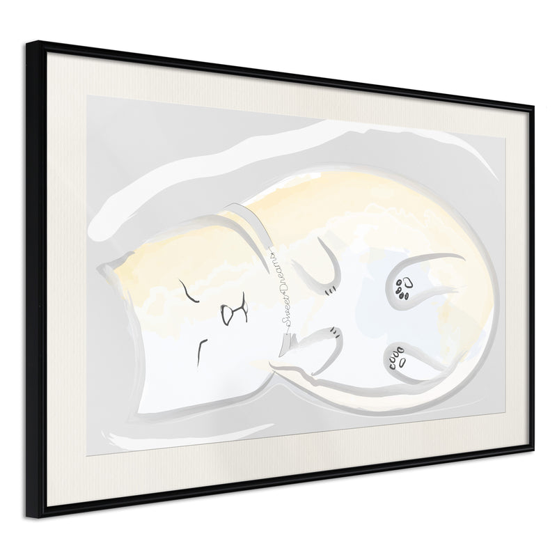 Poster - Happy Kitty  - zwart passepartout