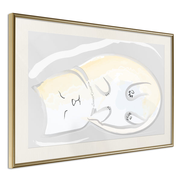 Poster - Happy Kitty  - goud passepartout