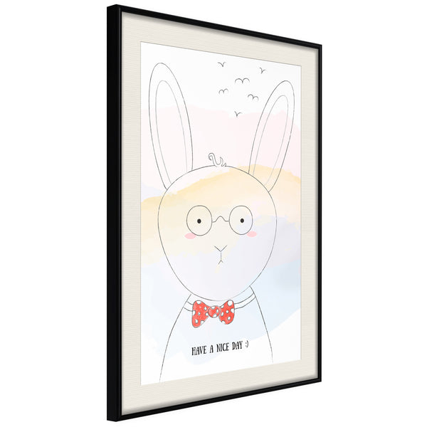 Poster - Polite Bunny  - zwart passepartout