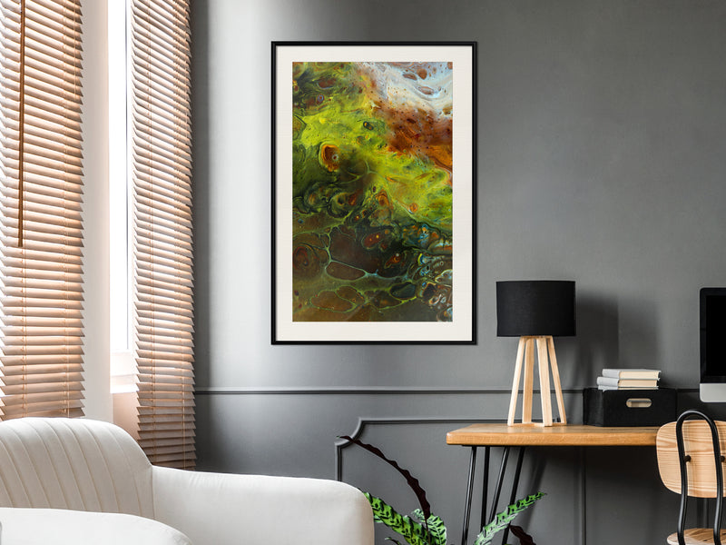 Poster - Turbulent Green  - zwart passepartout