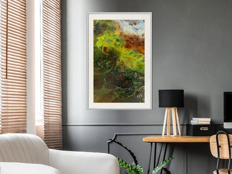 Poster - Turbulent Green  - wit passepartout
