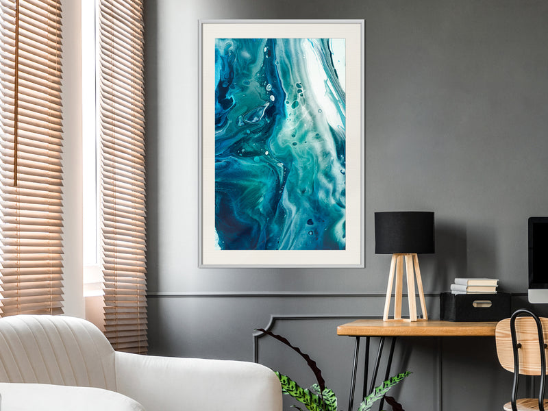 Poster - Acrylic Pouring II  - wit passepartout