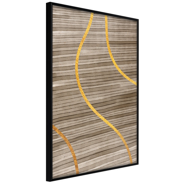 Poster - Golden Stripes  - zwart