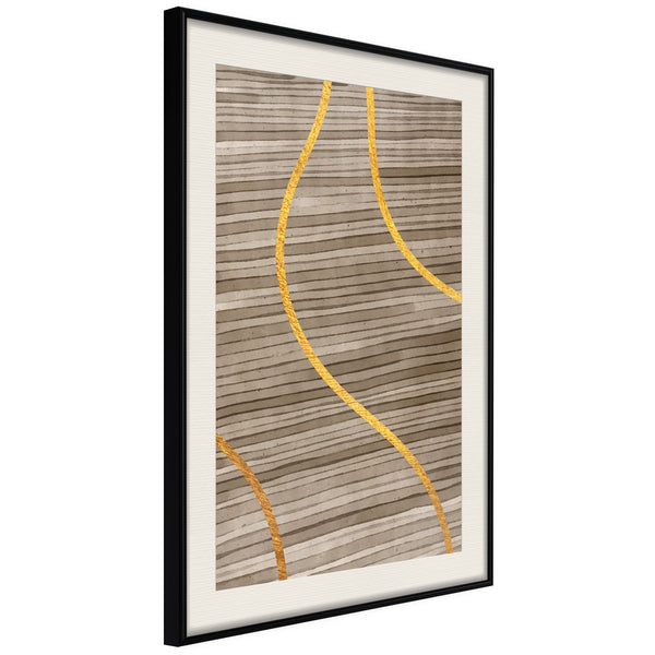 Poster - Golden Stripes  - zwart passepartout