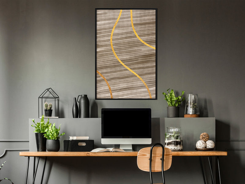 Poster - Golden Stripes  - zwart