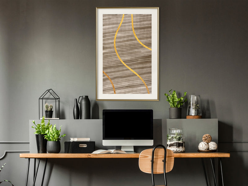 Poster - Golden Stripes  - goud passepartout