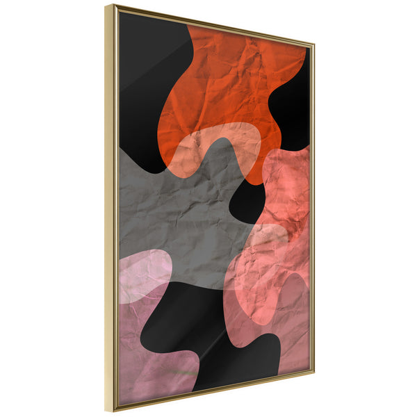 Poster - Colourful Camouflage (Orange)  - goud