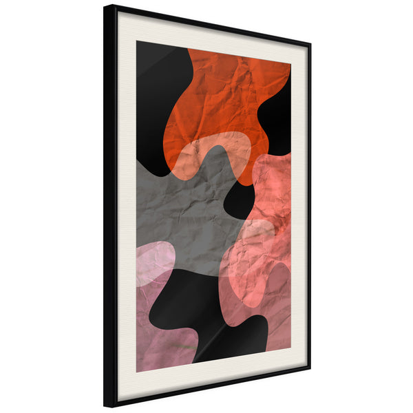 Poster - Colourful Camouflage (Orange)  - zwart passepartout