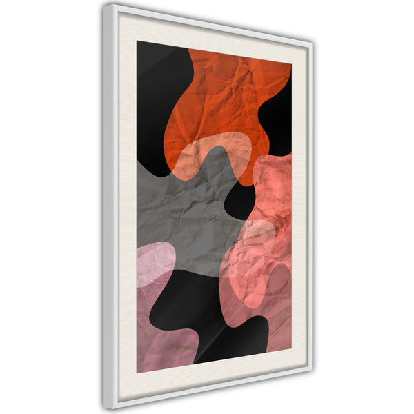 Poster - Colourful Camouflage (Orange)  - wit passepartout
