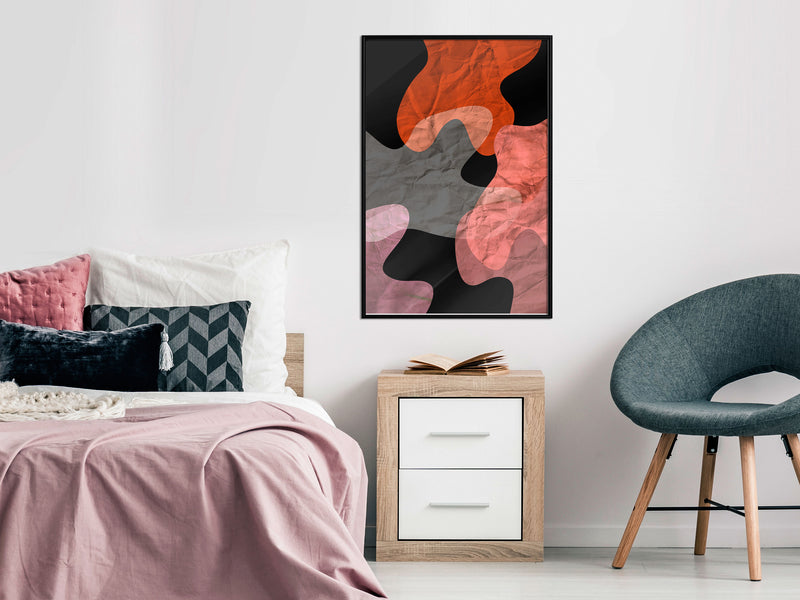 Poster - Colourful Camouflage (Orange)  - zwart