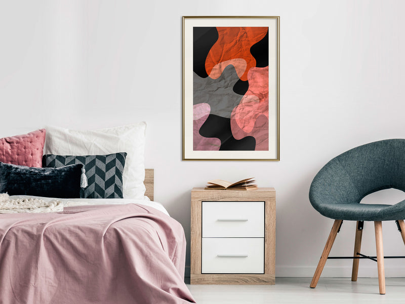 Poster - Colourful Camouflage (Orange)  - goud passepartout