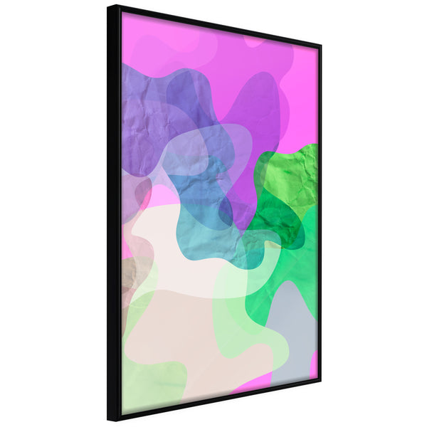 Poster - Colourful Camouflage (Pink)  - zwart