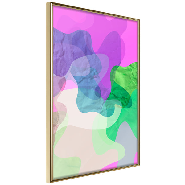Poster - Colourful Camouflage (Pink)  - goud