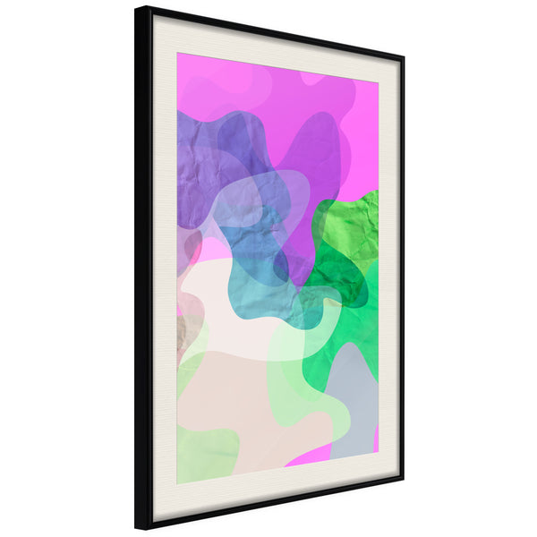 Poster - Colourful Camouflage (Pink)  - zwart passepartout