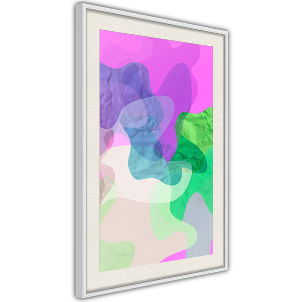 Poster - Colourful Camouflage (Pink)  - wit passepartout