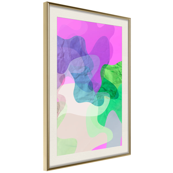Poster - Colourful Camouflage (Pink)  - goud passepartout