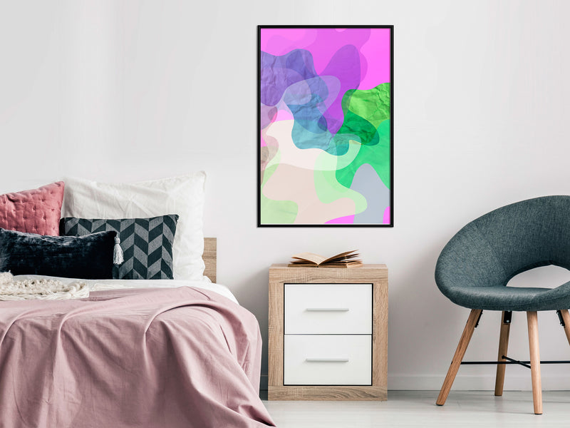 Poster - Colourful Camouflage (Pink)  - zwart