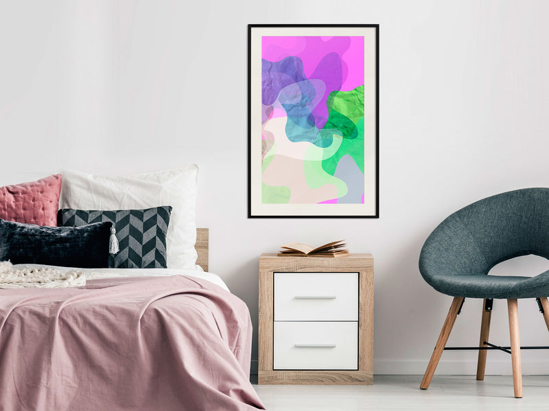 Poster - Colourful Camouflage (Pink)  - zwart passepartout