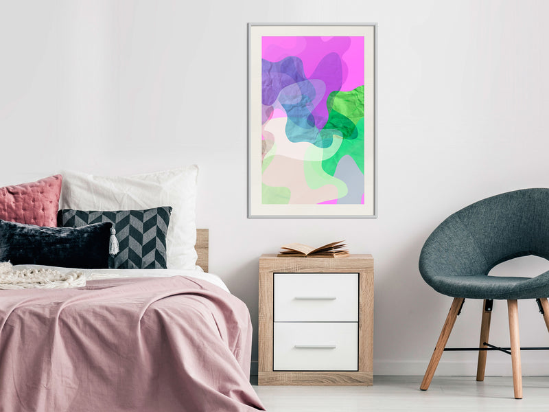 Poster - Colourful Camouflage (Pink)  - wit passepartout