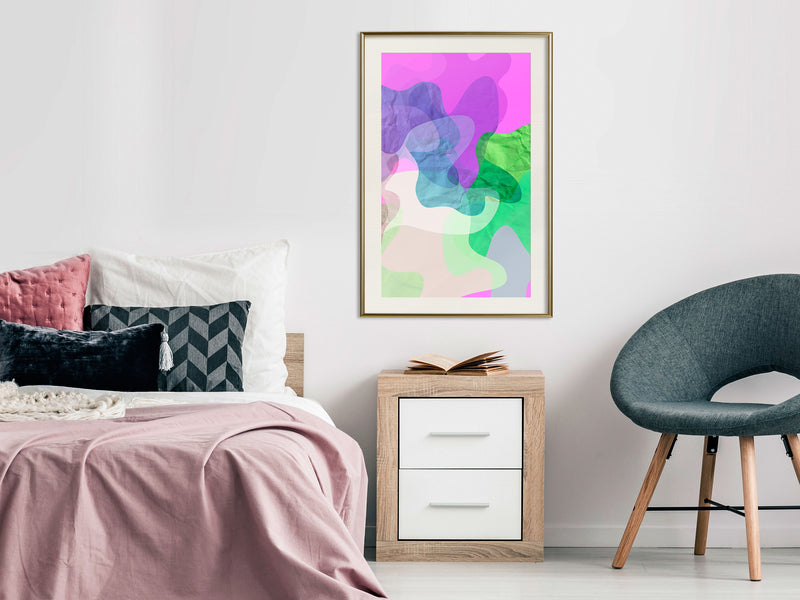 Poster - Colourful Camouflage (Pink)  - goud passepartout