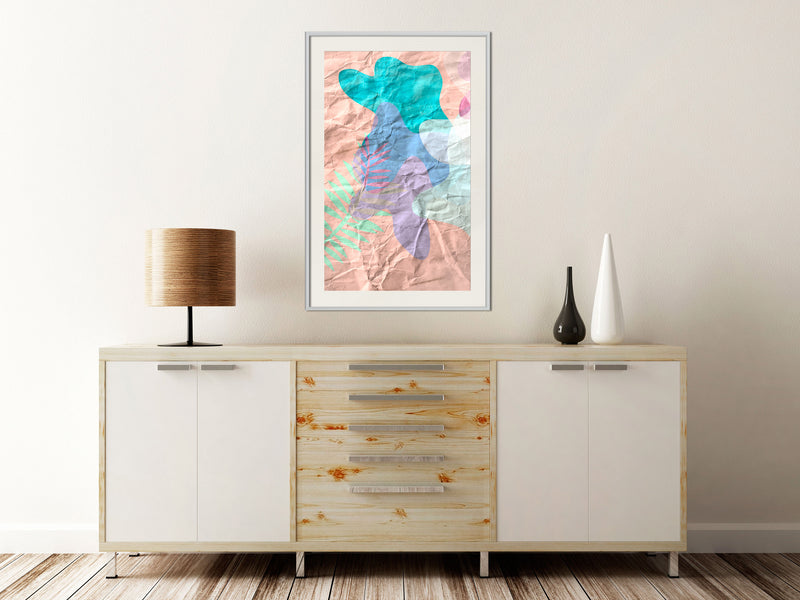 Poster - Colourful Camouflage (Peach)  - wit passepartout