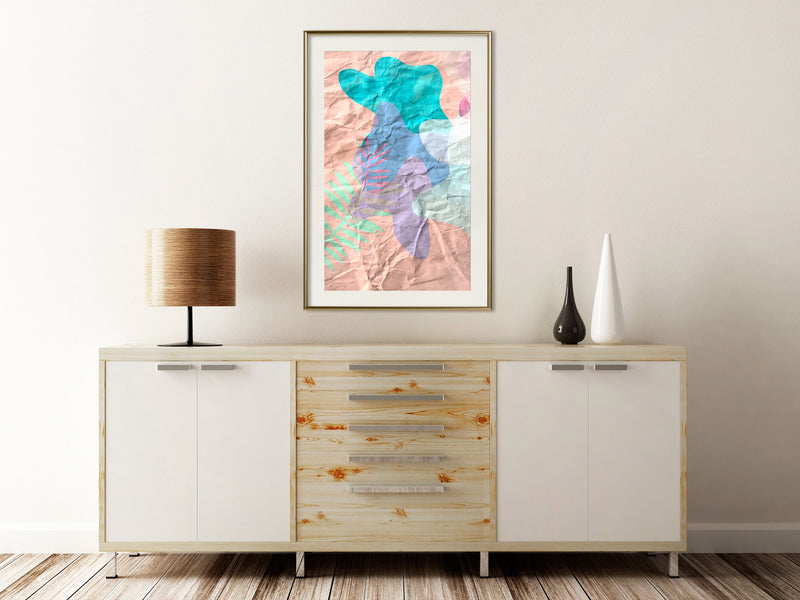 Poster - Colourful Camouflage (Peach)  - goud passepartout
