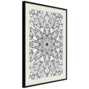 Poster - Colourless Mandala  - zwart passepartout