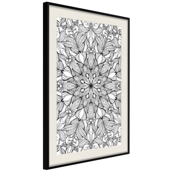 Poster - Colourless Mandala  - zwart passepartout