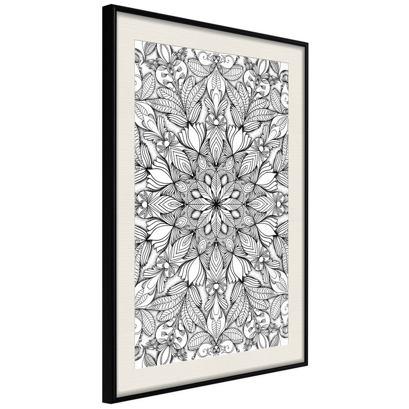 Poster - Colourless Mandala  - zwart passepartout
