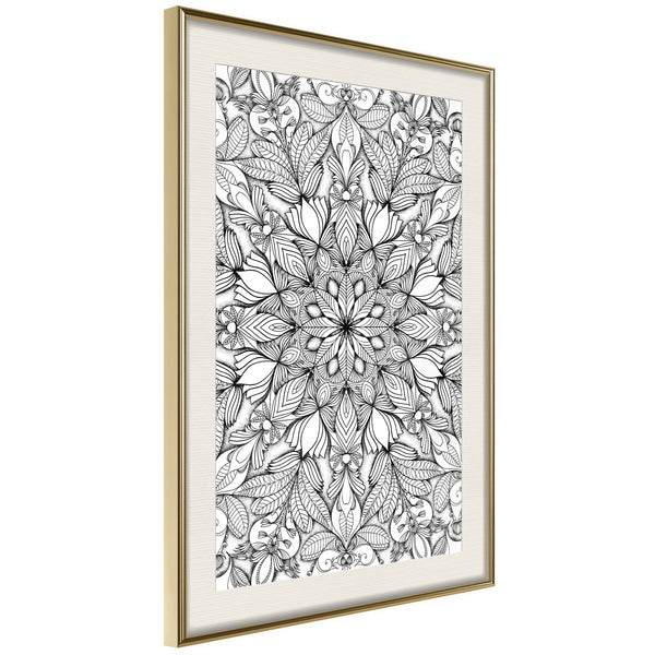 Poster - Colourless Mandala  - goud passepartout