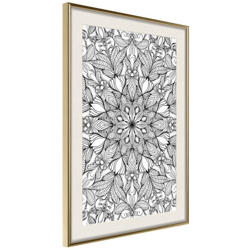 Poster - Colourless Mandala  - goud passepartout