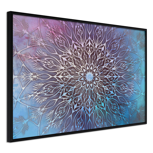 Poster - Blue and Pink Mandala  - zwart