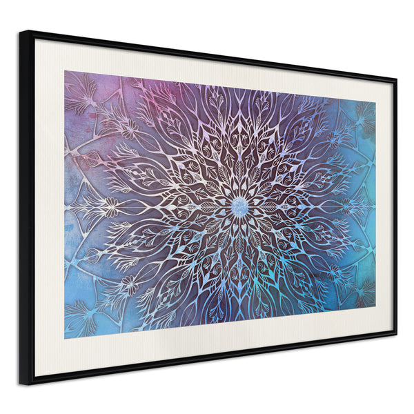 Poster - Blue and Pink Mandala  - zwart passepartout