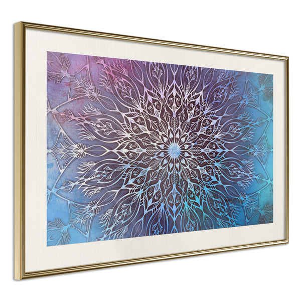 Poster - Blue and Pink Mandala  - goud passepartout
