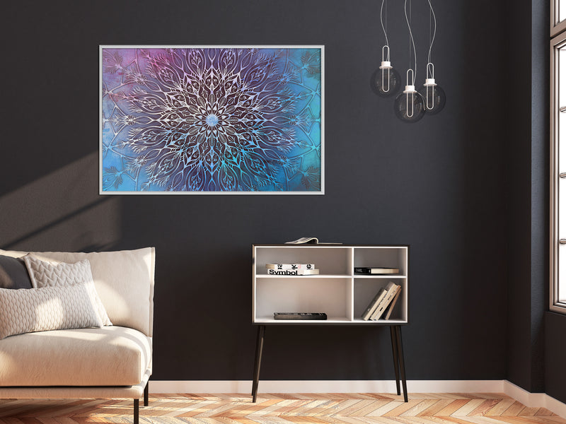 Poster - Blue and Pink Mandala  - wit