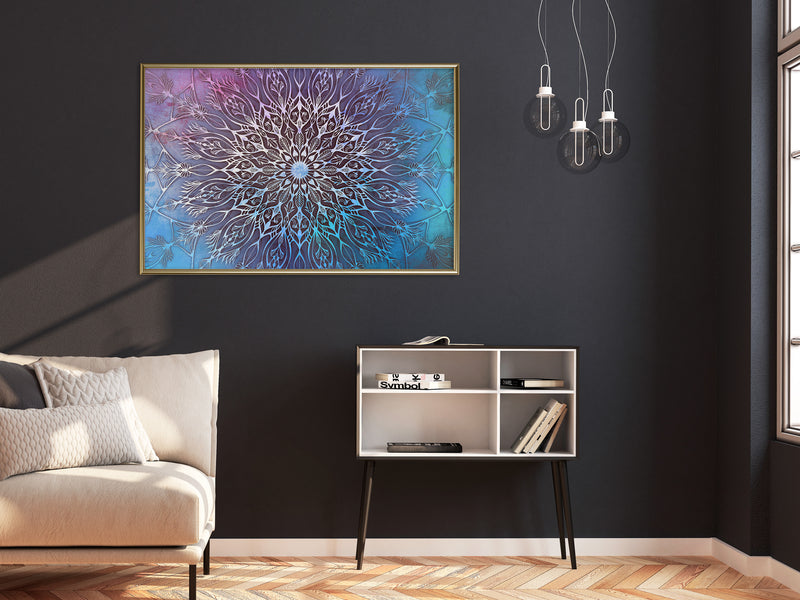 Poster - Blue and Pink Mandala  - goud