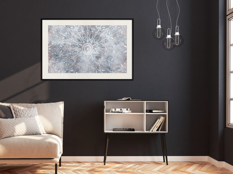 Poster - Winter Mandala  - zwart passepartout