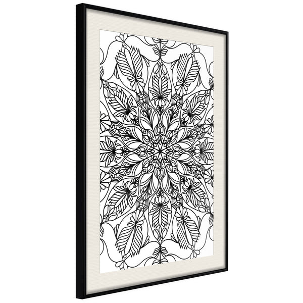 Poster - Colour Your Own Mandala I  - zwart passepartout