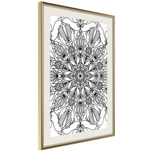 Poster - Colour Your Own Mandala I  - goud passepartout