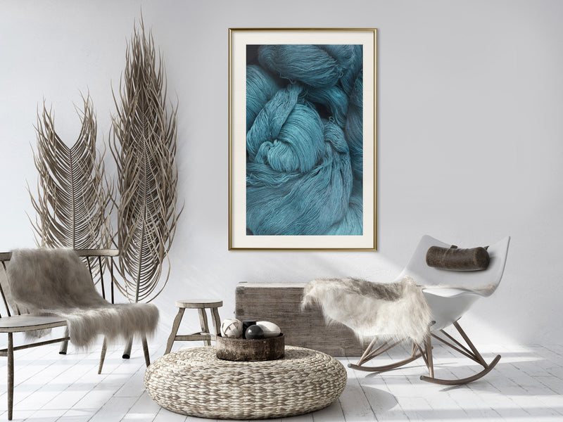 Poster - Blue Skein  - goud passepartout