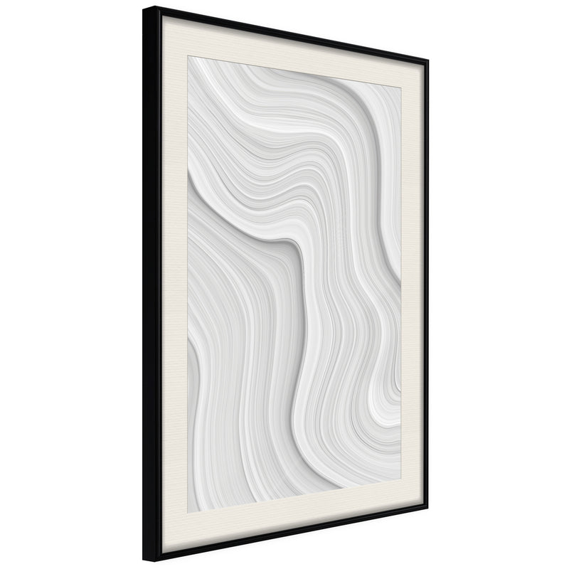 Poster - Snow Contour Lines  - zwart passepartout