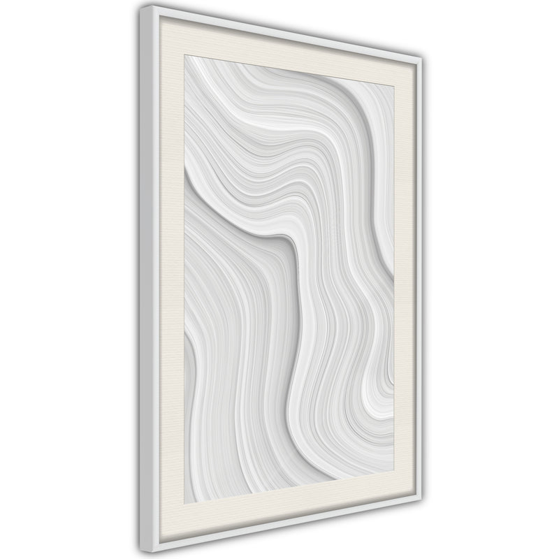 Poster - Snow Contour Lines  - wit passepartout
