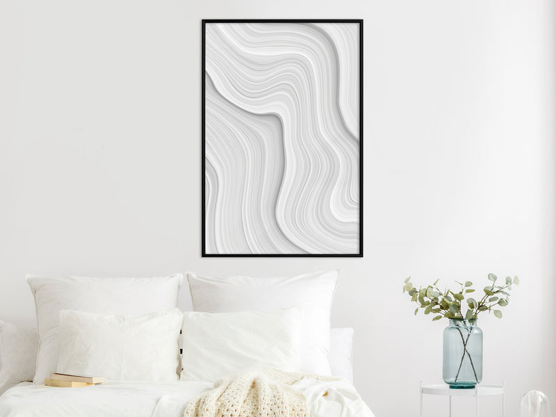 Poster - Snow Contour Lines  - zwart