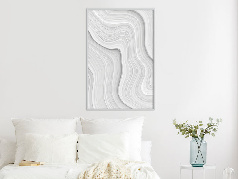 Poster - Snow Contour Lines  - wit